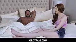 stepdad arranges wild orgy deal to thrill busty teen with deepthroat and handjobs