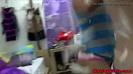 Lesbian sorority students endure humiliating shower hazing with pussy licking toys