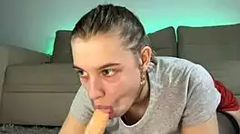 feet sucked wildly before sloppy blowjob on huge cock