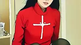 uh oh my tiny asian pussy stretching on this huge dildo it's too big i can't... ai generated fun