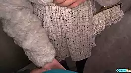 young asian sucks old cock deep behind bowling alley craving hot cum