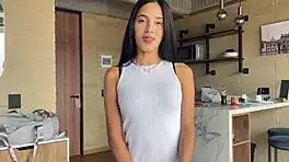 first rough pov casting interview leads to deepthroat doggystyle with skinny 18yo latina