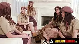 Scout leader overwhelmed by five eager teen scouts in wild gangbang frenzy