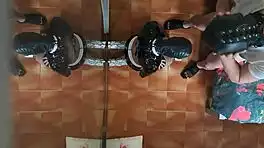 brunette milf in lingerie deepthroats big cock then orgasms doggystyle creampie