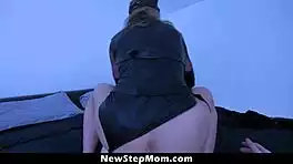 sexy milf tempts nerd virgin with slutty costumes for pov doggystyle