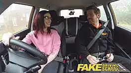 Fake Driving School: British Instructor Creampies Skinny American 18+ Teen