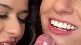 oh fuck, our lesbian shower turns into sloppy double blowjob cumswap!