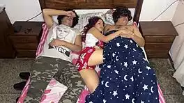 girlfriend's friend sneaks anal fuck beside me in shared room