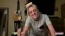 hey watch this petite blonde do sassy sloppy deepthroat then i pound her wet pussy wild