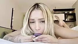 petite blonde latina fingers ass wildly with toys solo