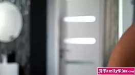 hey russian hottie caught peeping bro in shower wants hard fuck now!