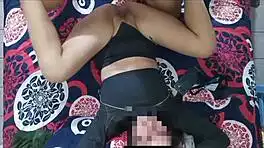 hot latina teen sucks big tits blonde steps into homemade creampie action