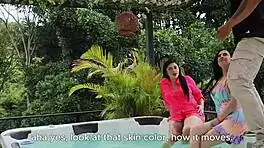 lucky dilan clavijo strips and fucks two wet milfs cowgirl