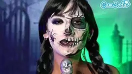 horny wednesday addams rides dildo to squirting orgasm 😈 halloween cosplay