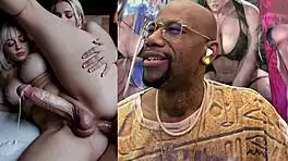 sweaty blonde slut grips trans cock cowgirl style kissing passionately in exposed pussy anal romp