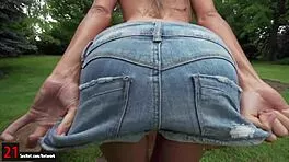 whoa skinny maria rya is slamming her tight pussy down on that huge outdoor dildo damn