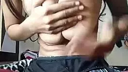 super hot indian girl squeezes her BIG TITS and nipples horny webcam