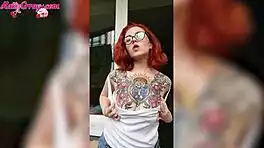hey watch this sexy redhead babe in wet t-shirt cleaning