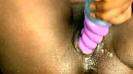 Tight Pussy Takes Huge Dildo Deep Inside