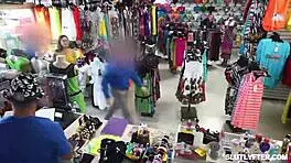 Petite Thief Bends for Security Gangbang Escape