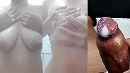 watch me jerk my tiny foreskin dick while gf squirts on her juicy teen pussy—part 20