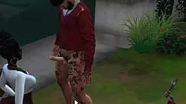 ebony beauty throats big black cock in rainy outdoor