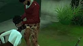 ebony beauty throats big black cock in rainy outdoor