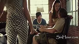 horny petite latina blondes in crazy threesomes