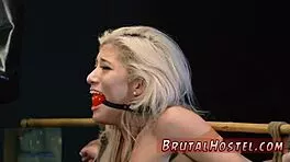 Boss ties up big-titted blonde for brutal fetish domination