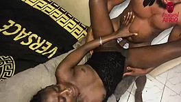 Ebony lover moans wildly as pervert's huge cock ravages her wet depths