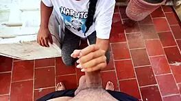 training a perfect body morena fitness babe close-up with creampie in tight pussy