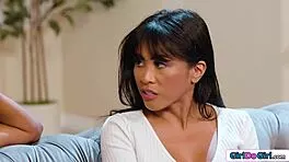 ebony gf, massage my petite asian tits and face before pussy lick session