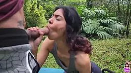Petite latina yoga slut stretched wide by stranger's monster cock outdoors on farm