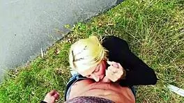 hot german blonde milf enjoys risky outdoor public bareback pounding