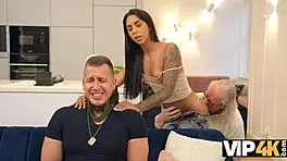 Vip4k Brunette European Teases Grab Her Inviting Shaved Pussy Assets