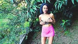 Wyld yasmin solo strips wet pussy in backyard public garden exhibitionism with juicy legs