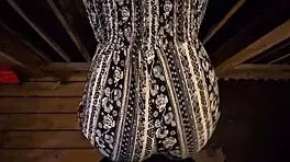 Babe grinds horny petite ass teasing in public