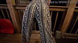 Babe grinds horny petite ass teasing in public