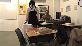 Yuki seduces professor for big cock ride in wet pussy cowgirl classroom action.