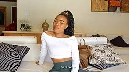 Natural big tits black 18+ teen gets drilled hard by mature producer during casting couch session