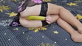 Petite Euro Babe Takes First Double Penetration and Anal Creampie Close-Up