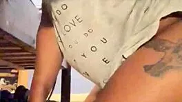 ebony milf's teasing striptease hints at deepthroat delight