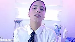 HELEN STAR'S SKINNY SCHOOLGIRL NURSING FETISH WITH NATURAL TITS!