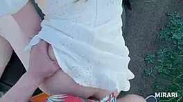 WHAT IF Young Petite With Small Tits Gets Outdoor CUM IN MOUTH?!