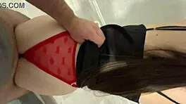 Friend's intense creampie pounds hot brunette cheater