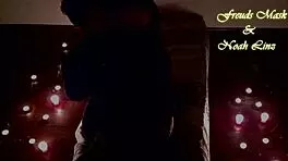 Romantic couple shares intimate lovemaking under moonlit night