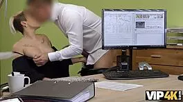 Agent calls Lussy Sweet for meeting but she fucks him hard on office desk in sex for cash casting