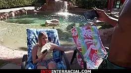 Blonde bombshell deepthroats my monster BBC on camera with hot handjob finish