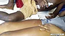 ebony beauty squirts on huge stepdad cock in wet missionary pounding