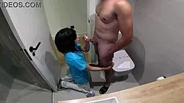 Shy hotel maid sucks perverted guest cock in room service roleplay